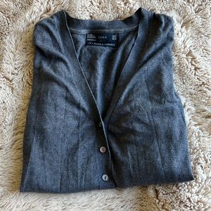 Zara Blue Silk Cashmere Spring Sweater Cardigan